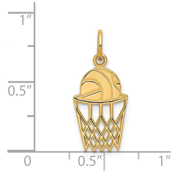 14k Yellow Gold Genuine Sports Basketball in Net Charm - Picture 5 of 5